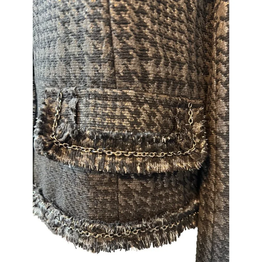 Zara Basic XL Houndstooth Wool Blend Detail Jacket - Picture 5 of 10